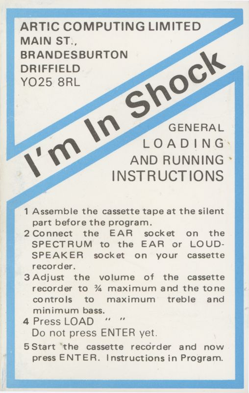 Inside Cover for I'm in Shock (ZX Spectrum)