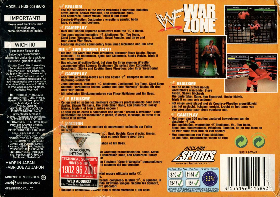 Back Cover for WWF War Zone (Nintendo 64)