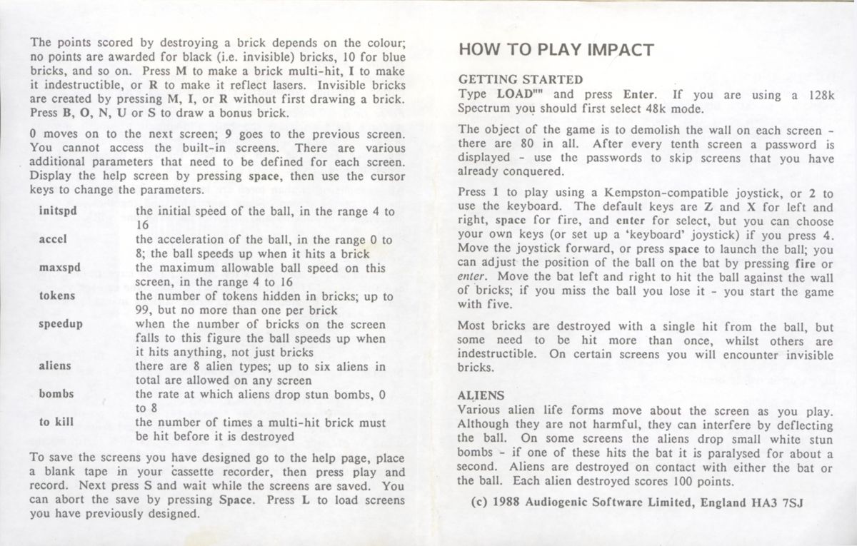 Manual for Blockbuster (ZX Spectrum): Side A