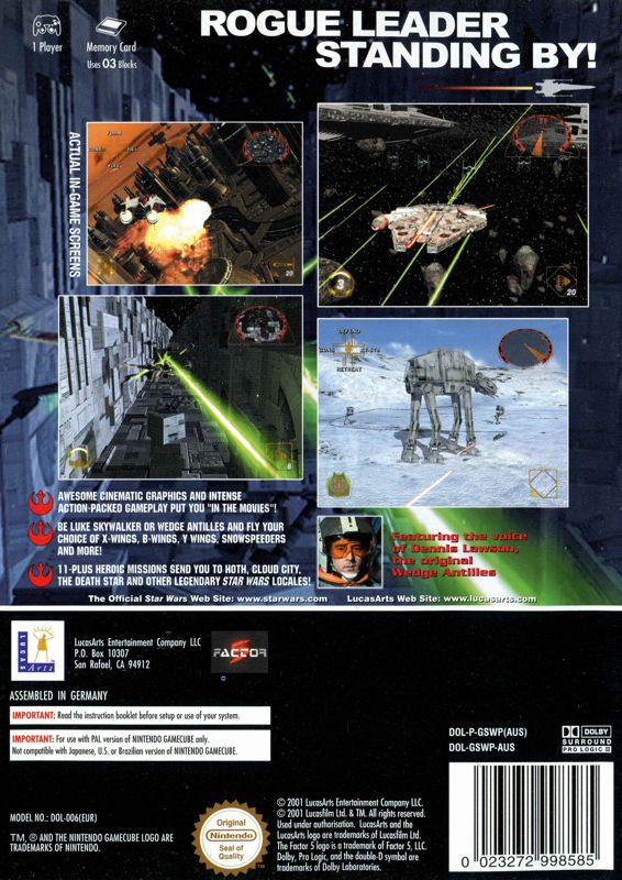 Back Cover for Star Wars: Rogue Squadron II - Rogue Leader (GameCube)