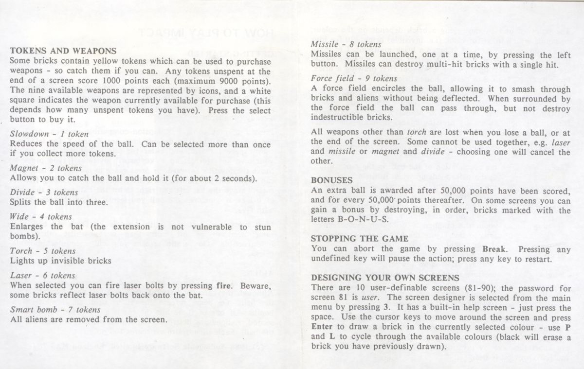 Manual for Blockbuster (ZX Spectrum): Side B