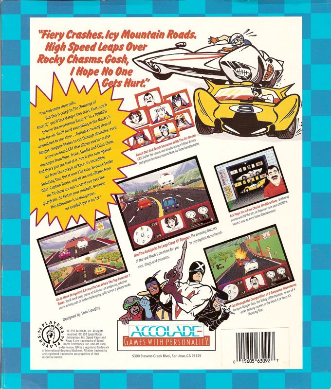 Back Cover for Speed Racer in The Challenge of Racer X (DOS)
