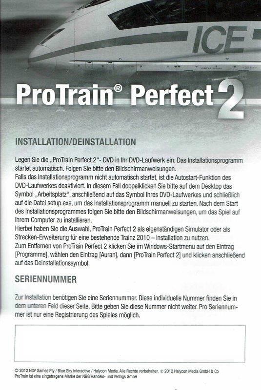 Manual for ProTrain Perfect 2 (Windows) (Software Pyramide release): Front