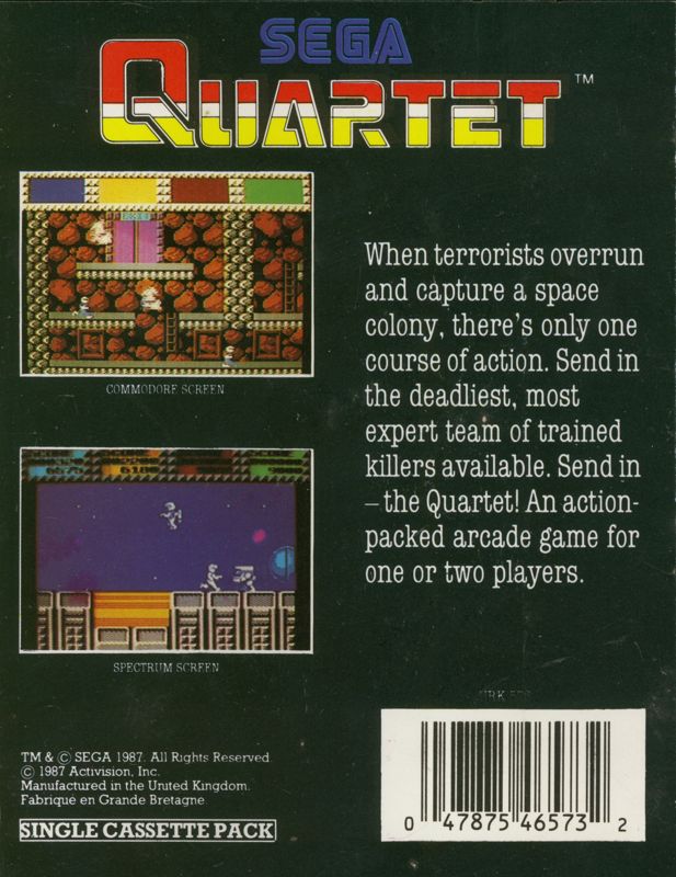 Back Cover for Quartet (ZX Spectrum)