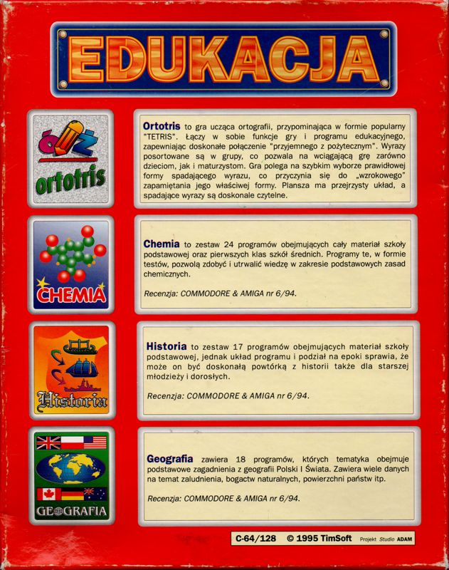 Back Cover for Edukacja (Commodore 64)