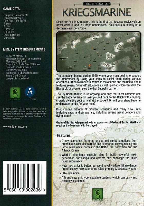 Back Cover for Order of Battle: Kriegsmarine (Windows) (Mail order release)