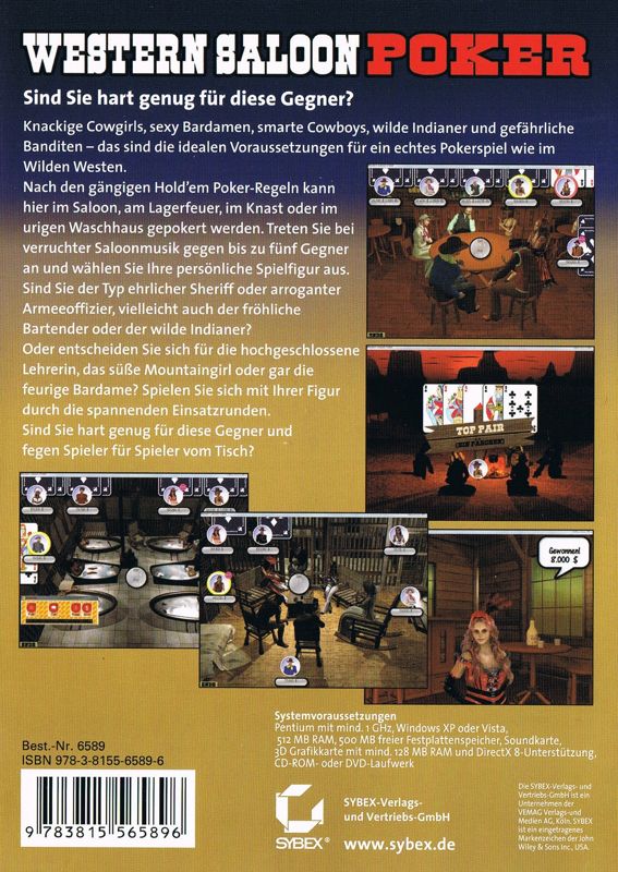 Back Cover for Western Saloon Poker (Windows)