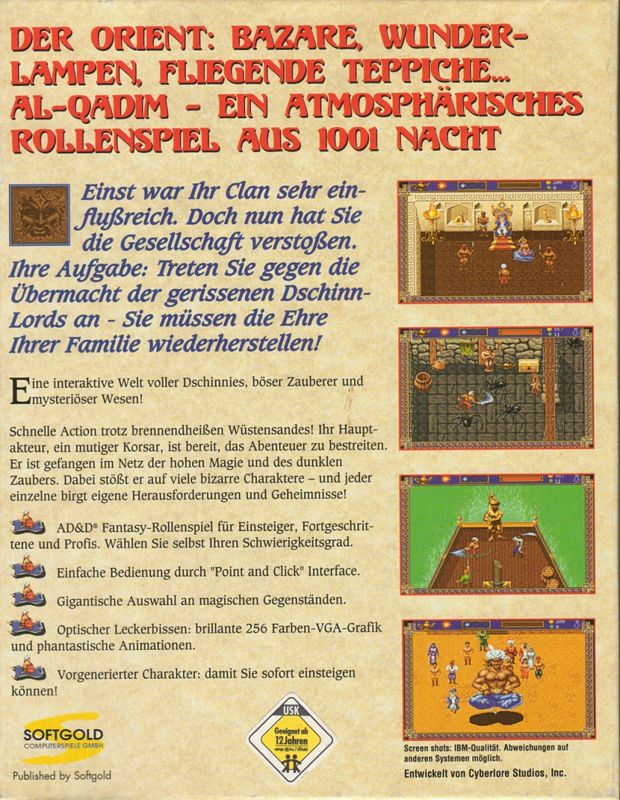 Back Cover for Al-Qadim: The Genie's Curse (DOS)