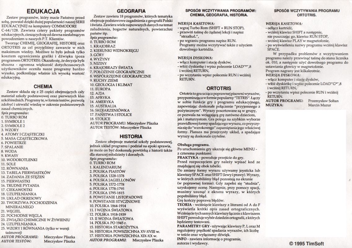 Manual for Edukacja (Commodore 64)