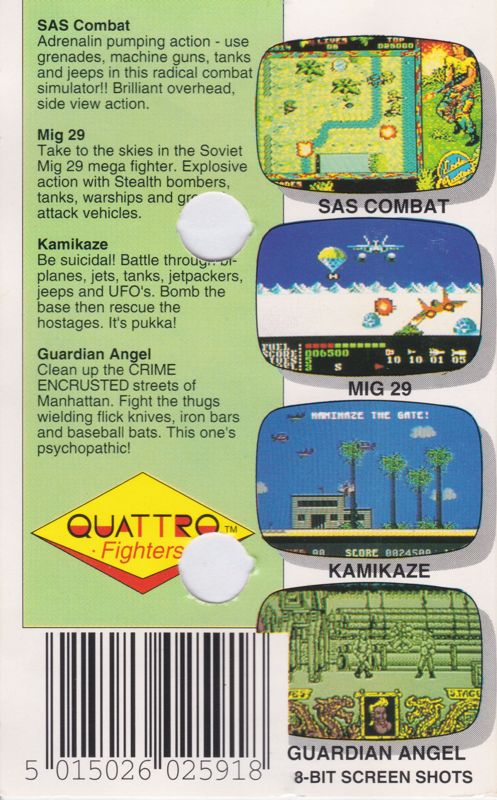 Back Cover for Quattro Fighters (ZX Spectrum)