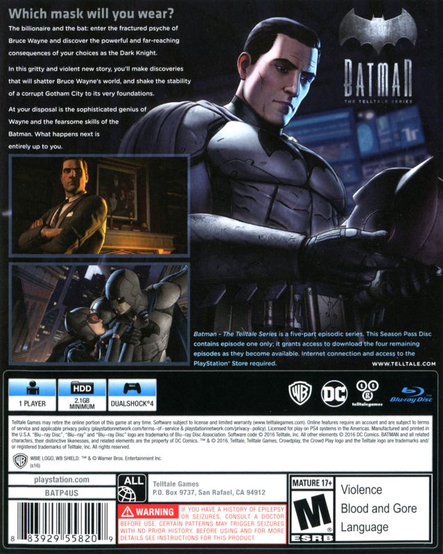Batman: The Telltale Series cover or packaging material - MobyGames
