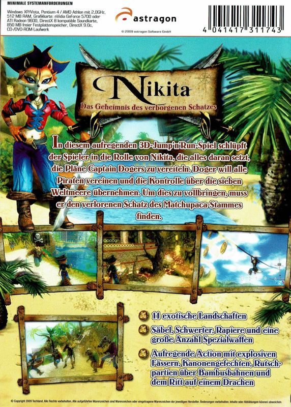 Back Cover for Nikita: The Mystery of the Hidden Treasure (Windows) (USK 6 rating version)