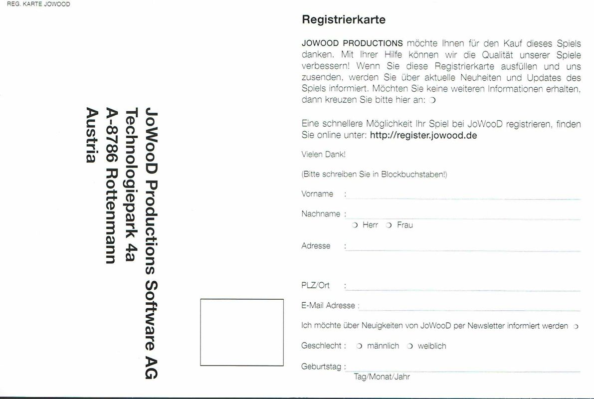 Extras for Pusher (Windows): Registration Card - Front