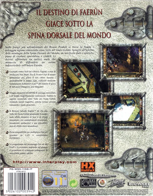 Back Cover for Icewind Dale (Windows)