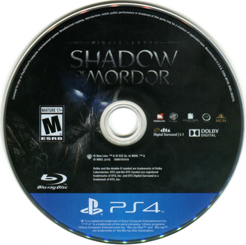 Media for Middle-earth: Shadow of Mordor (PlayStation 4)