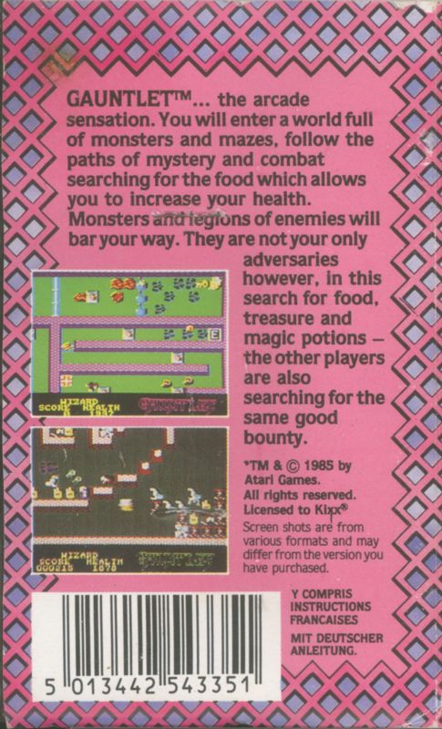 Back Cover for Gauntlet (ZX Spectrum)