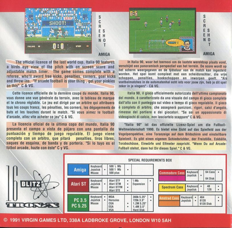 Back Cover for World Championship Soccer (ZX Spectrum) (EDOS relese)