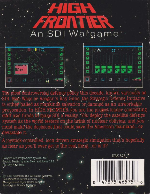 Back Cover for High Frontier (ZX Spectrum)