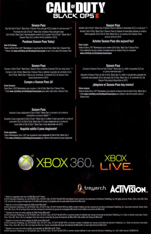 Advertisement for Call of Duty: Black Ops II (Xbox 360): Back