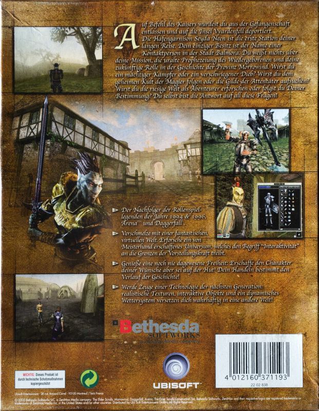 Back Cover for The Elder Scrolls III: Morrowind (Windows)