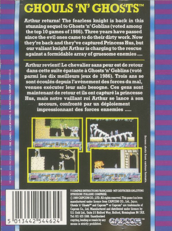 Back Cover for Ghouls 'N Ghosts (ZX Spectrum)