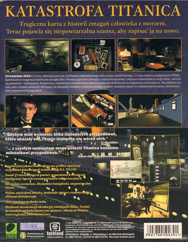 Back Cover for Titanic: Adventure Out of Time (Windows)