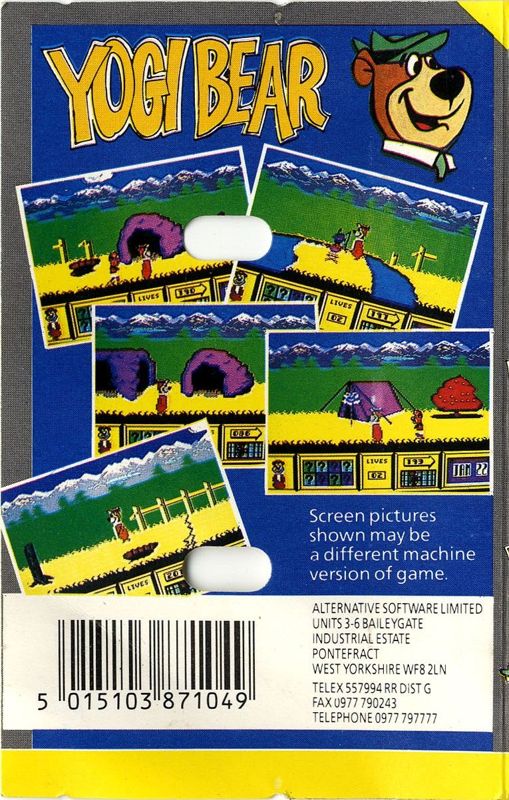 Back Cover for Yogi Bear (ZX Spectrum) (Budget re-release)