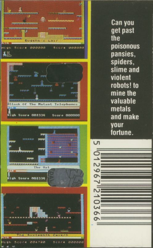 Back Cover for Manic Miner (ZX Spectrum) (Budget re-release)