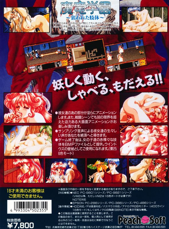 Back Cover for Maryū Gakuen: Nerawareta Shitai (PC-98)