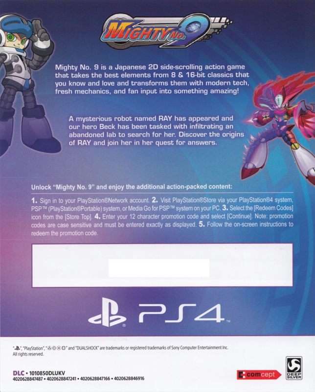 Extras for Mighty No. 9 (PlayStation 4): DLC Ray Expansion - Back