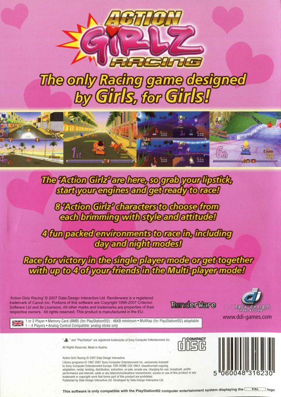 Back Cover for Action Girlz Racing (PlayStation 2)