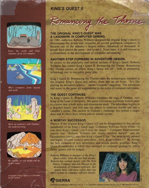 Back Cover for King's Quest II: Romancing the Throne (Amiga) (Alternate Disk design)