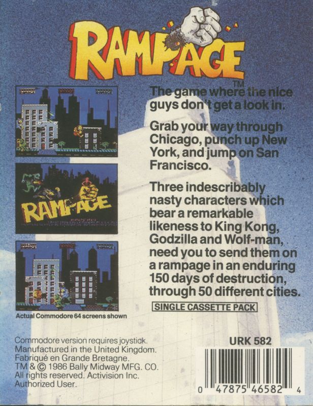 Back Cover for Rampage (ZX Spectrum)