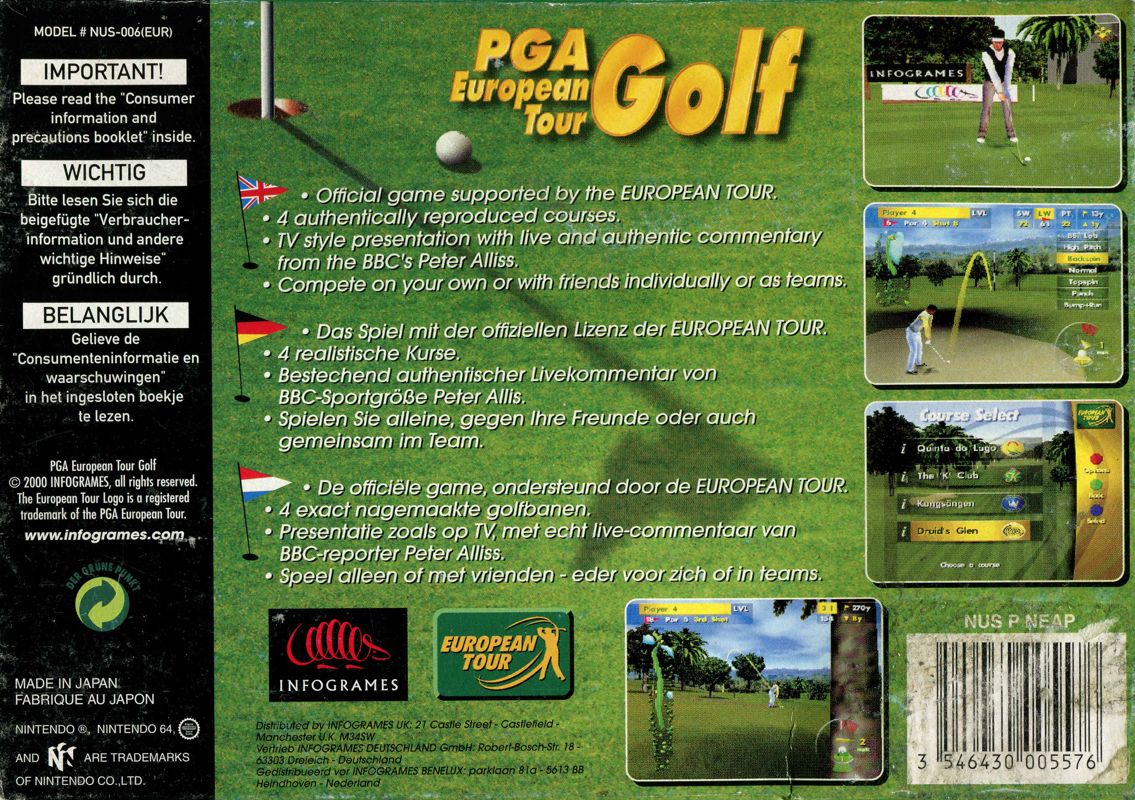 PGA European Tour Golf cover or packaging material