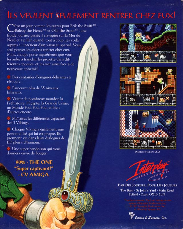 Back Cover for The Lost Vikings (DOS)