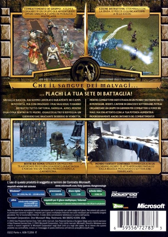 Back Cover for Dungeon Siege (Windows)