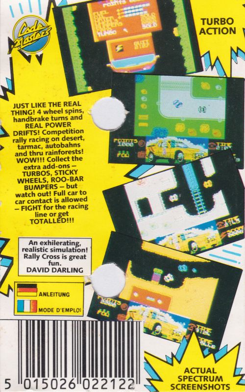 Back Cover for Rallycross Simulator (ZX Spectrum)