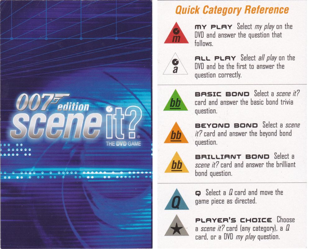 Reference Card for Scene It? 007 Edition (DVD Player): Reference Card: Front and Back