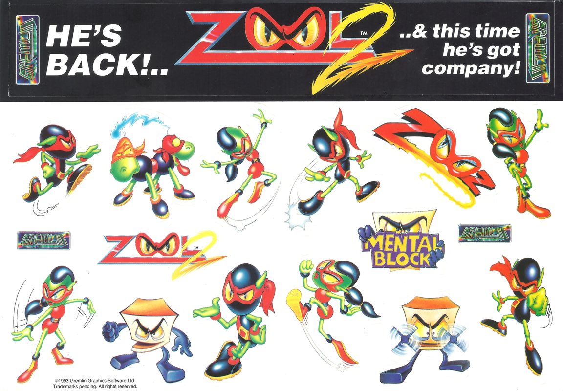 Extras for Zool 2 (DOS) (3.5'' floppy disk release): Stickers