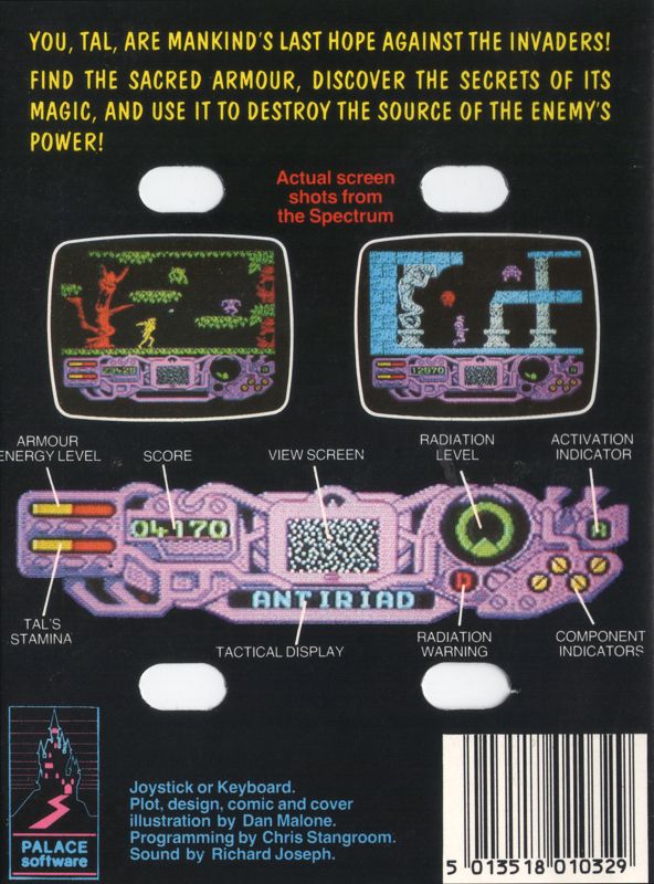 Back Cover for Rad Warrior (ZX Spectrum) (Palace Software release)