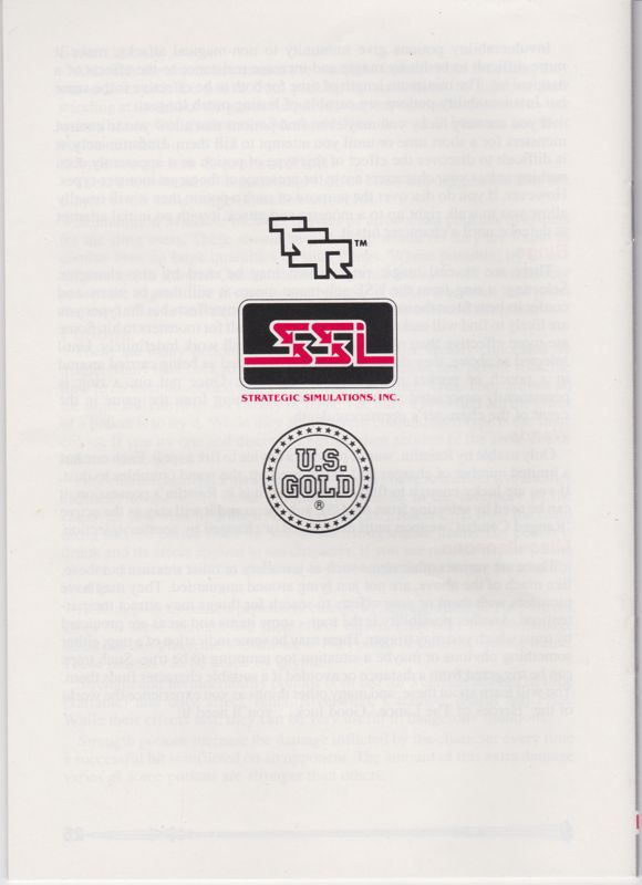 Manual for Heroes of the Lance (ZX Spectrum): Back