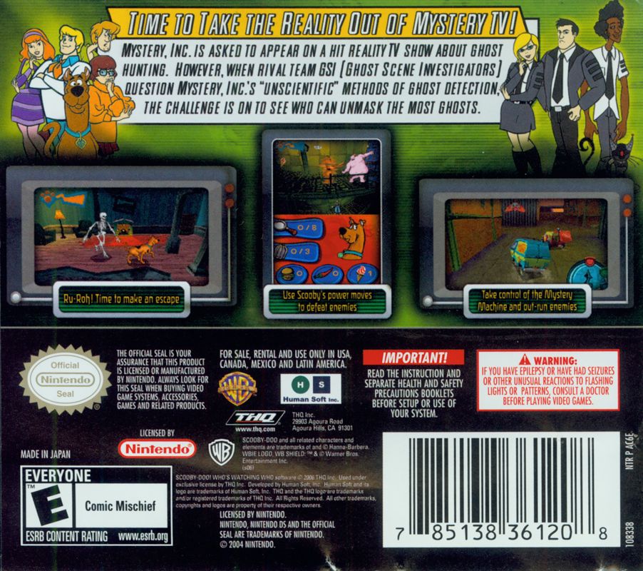 Back Cover for Scooby-Doo!: Who's Watching Who (Nintendo DS)