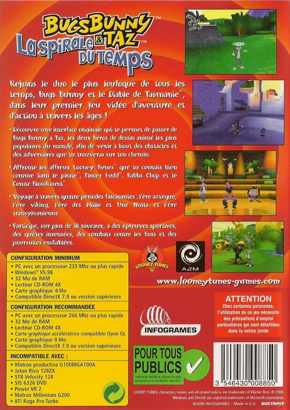 Back Cover for Bugs Bunny & Taz: Time Busters (Windows)