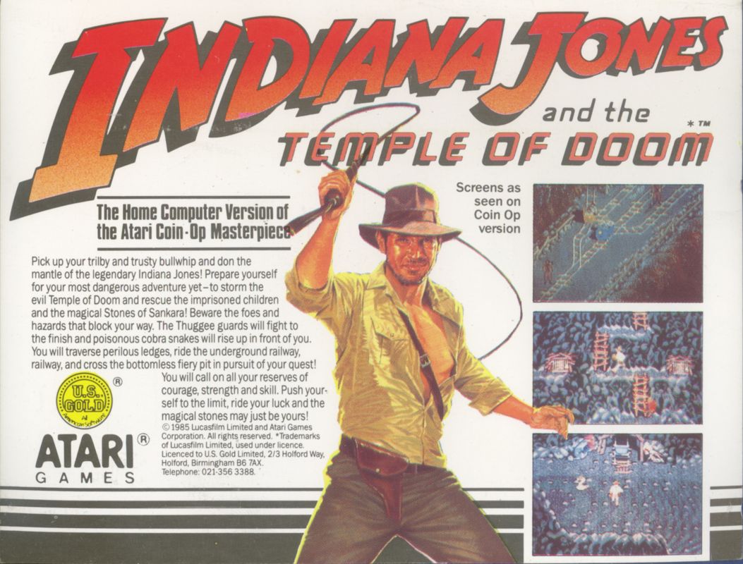 Back Cover for Indiana Jones and the Temple of Doom (ZX Spectrum)