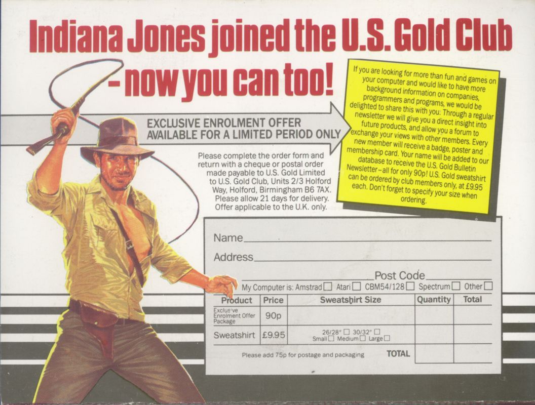 Inside Cover for Indiana Jones and the Temple of Doom (ZX Spectrum)