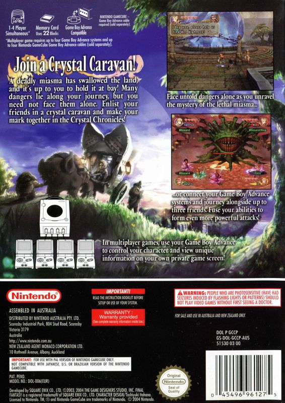 Back Cover for Final Fantasy: Crystal Chronicles (GameCube)