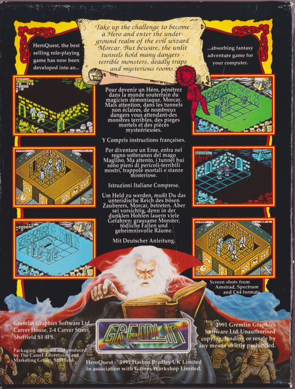 Back Cover for HeroQuest (Amstrad CPC and ZX Spectrum)