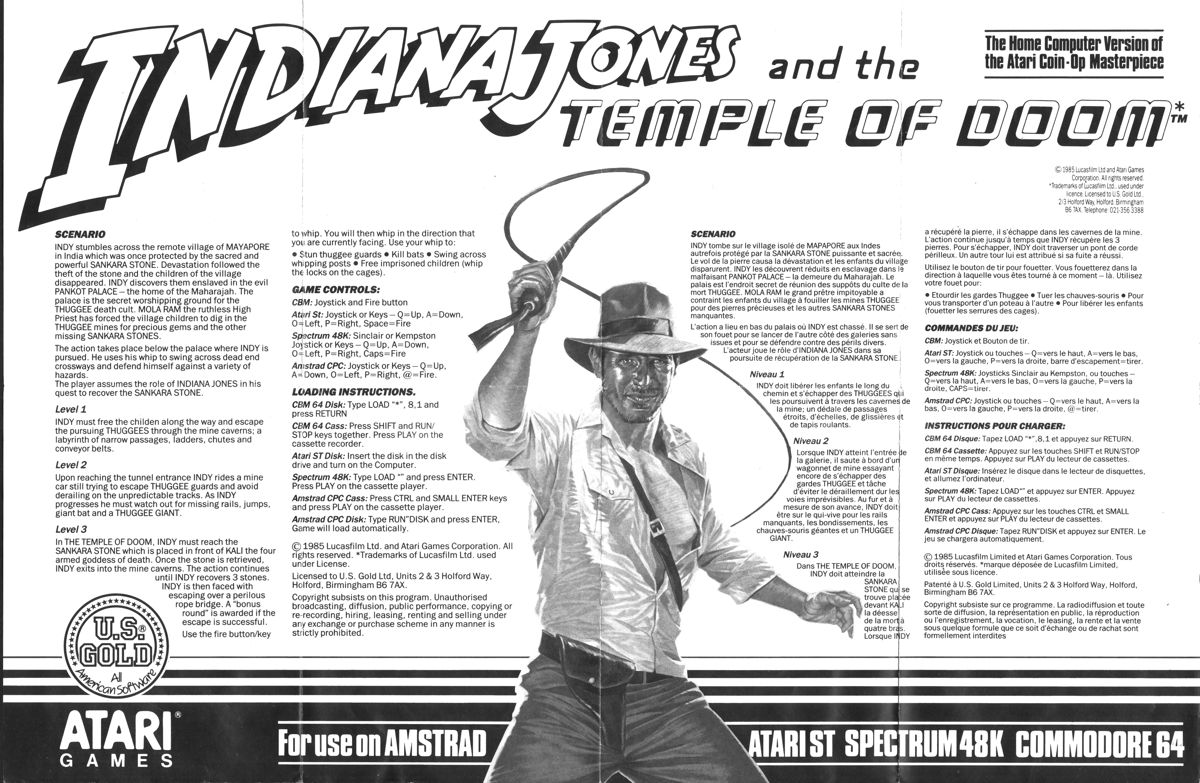 Manual for Indiana Jones and the Temple of Doom (ZX Spectrum)