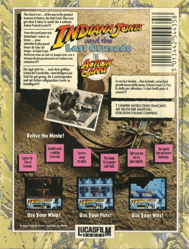 Back Cover for Indiana Jones and the Last Crusade: The Action Game (ZX Spectrum)