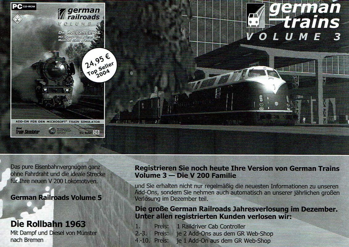 Extras for German Trains Volume 3: Die V 200 Familie (Windows): Registration Card - Back